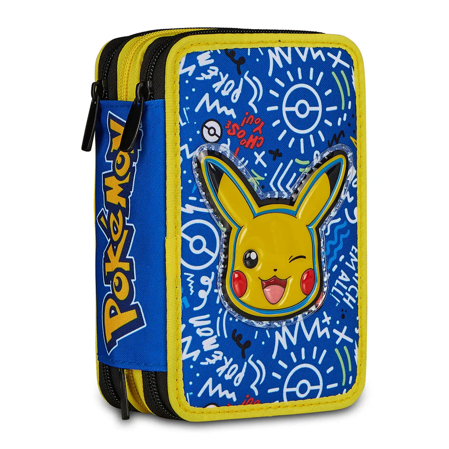 Astuccio Scuola 3 zip Pokemon