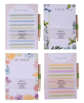 Block Notes con matita Flower Field - Artebene - La Sibilla