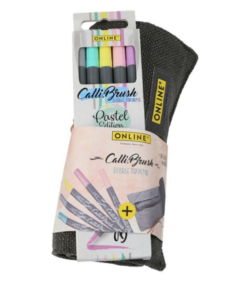 Set da 5 Penne a Pennello Calli.Brush pastel + astuccio - Online - La Sibilla