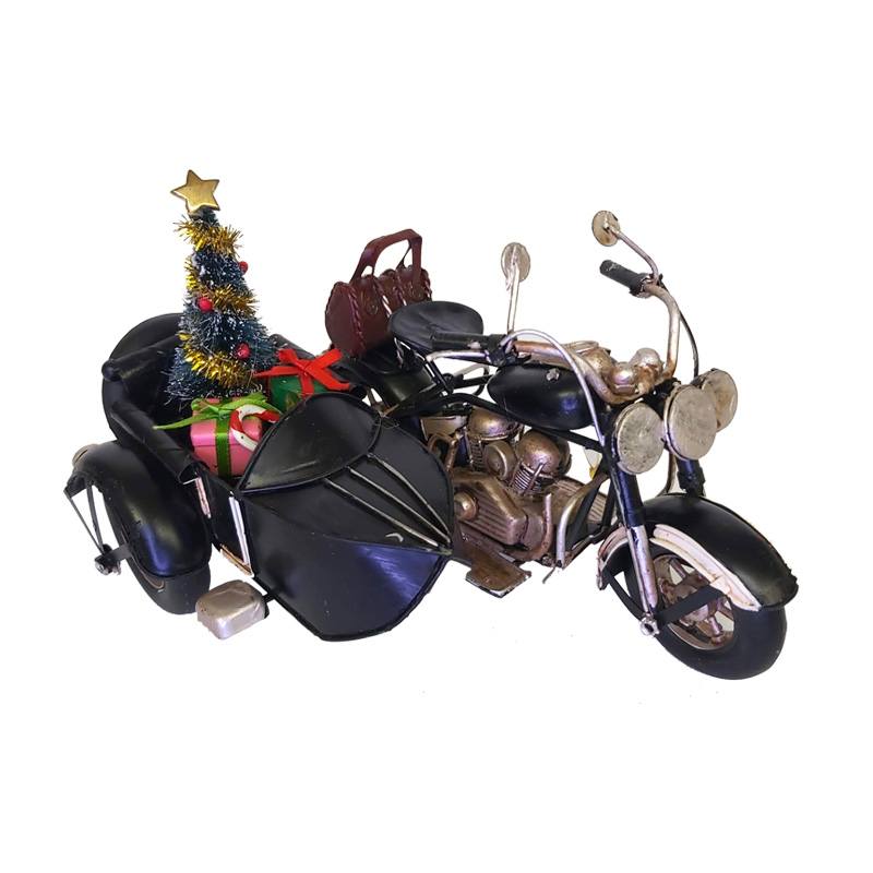 Decorazione da tavolo in metallo Moto con Sidecar nera - La Sibilla