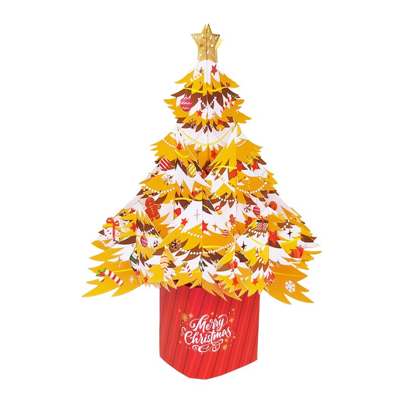 Biglietto pop up Florever by Origamo - Xmas Tree Gold - La Sibilla