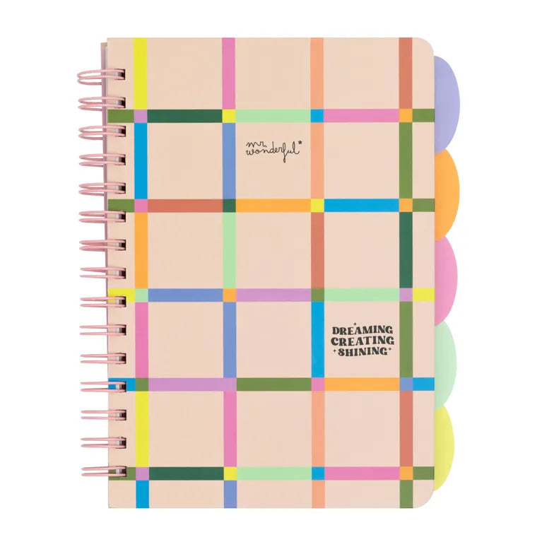 Quaderno A5 con divisori con linguetta Dreaming, creating, shining - Mr Wonderful - La Sibilla