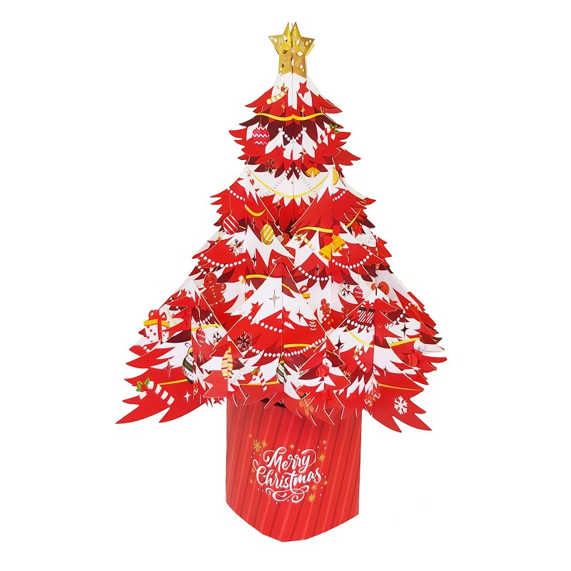 Biglietto pop up Florever by Origamo - Xmas Tree Red - La Sibilla