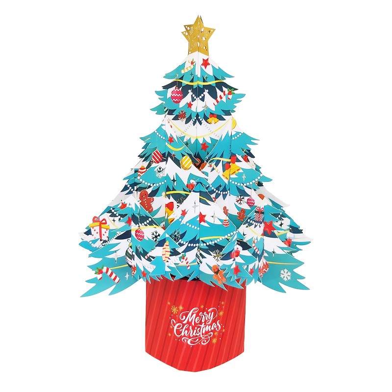 Biglietto pop up Florever by Origamo - Xmas Tree Light Blue - La Sibilla