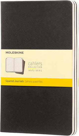 Set da 3 quaderni Cahier Quadretti Large Nero Moleskine - La Sibilla