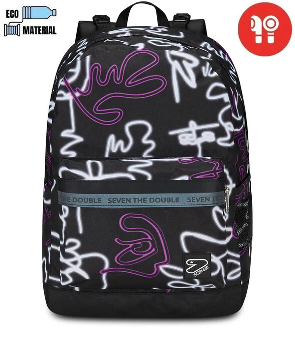 Zaino Scuola Reversible Pockets con cuffie wireless Led Contour - Seven - La Sibilla
