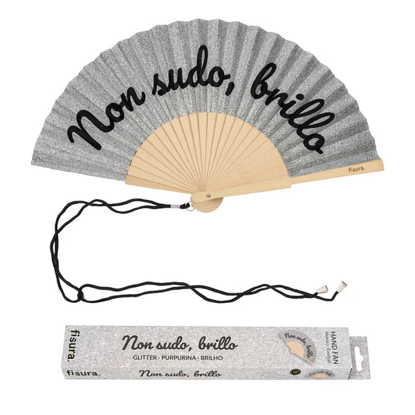 Ventaglio "Non Sudo, Brillo" Silver - La Sibilla