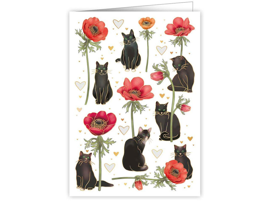 Biglietto di auguri Cat Flowers